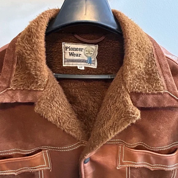PIONEER Vintage Mens Two Tone Brown Leather Jacket-42 - Picture 2 of 11